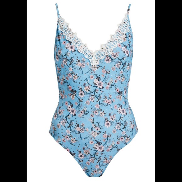 Topshop Swimsuit Floral Lace Ditsy 1 Piece Size 6 - Picture 2 of 8